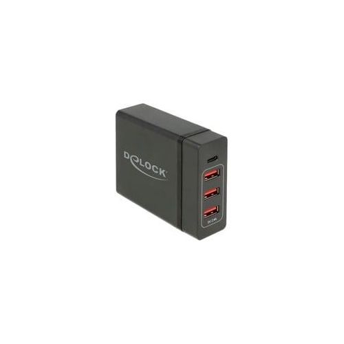 USB Ladegerät 1x USB-C PD + 3x USB-A, 60 Watt schwarz