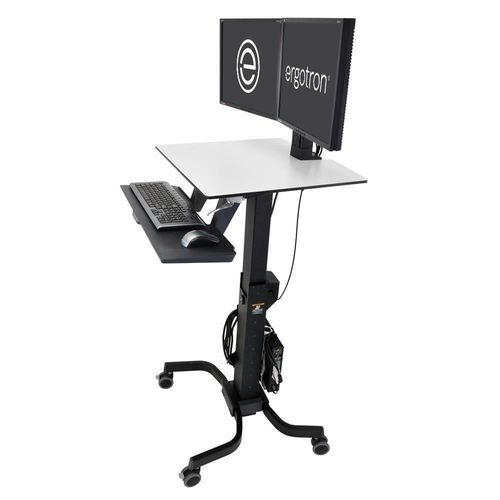 Ergotron WorkFit-C Dual mobiler Steh-Sitz Arbeitsplatz mit patentierter CF-Technologie für Bildschirme bis 60,96cm (24