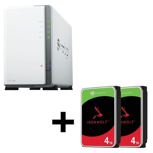 Synology DiskStation DS223J 2 Einschübe NAS-Server Leergehäuse + 8TB (2x4TB) Seagate Ironwolf SATA 3.5