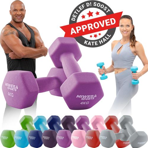 Miweba Sports Gymnastikhanteln 2er-Set NKH100, bodenschonend, 0,5-10 kg, Anti-Rutsch-Oberfläche (Pink, 2x 4,0 Kg)