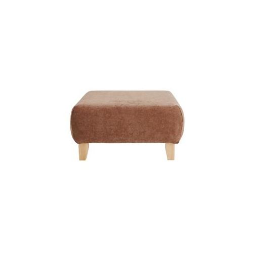 Hocker/Fußstütze aus Stoff mit strukturiertem Samteffekt in Terracotta und hellem Massivholz B75 cm ODEON