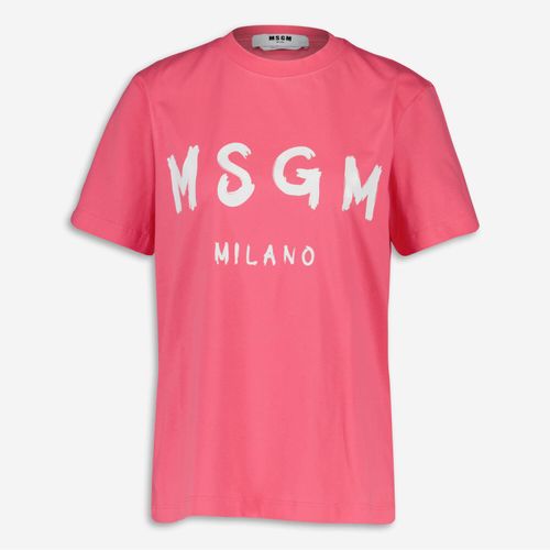 Pinkes T-Shirt mit weißem Logodruck