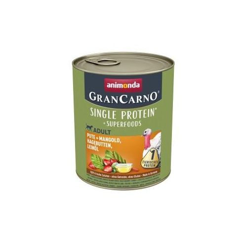 animonda GranCarno Adult Superfoods Pute & Mangold, Hagebutten, Leinöl 12x800 g