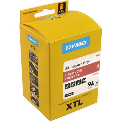 Dymo XTL Schriftband 1868764 Vinyl weiß auf rot 41mm x 7,5m