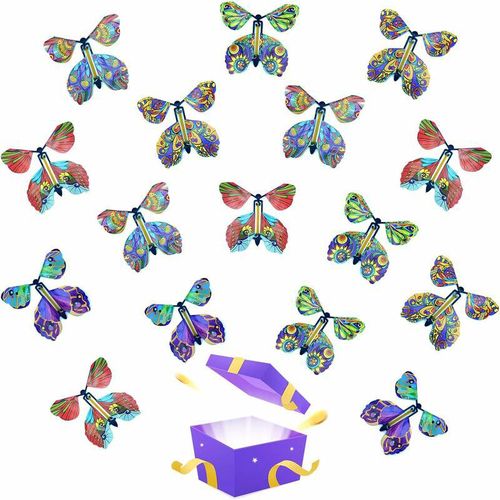 20 Stück magischer fliegender Schmetterling, magisches Schmetterlingsspielzeug, elastisches Schmetterlingsspielzeug, Überraschungsschmetterling für