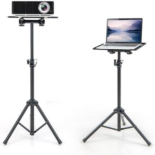 Beamer Ständer, Projektor Halterung 70-118,5cm höhenverstellbar mit 180°neigbarem Tablett, multifunktionaler Projektorständer für Laptop Ständer
