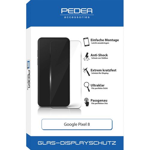 PEDEA Displayschutzglas »Display-Schutzglas«, für Google Pixel 8, Displayschutz Kratzschutz Tempered Glas passgenau, Displayschutzfolie