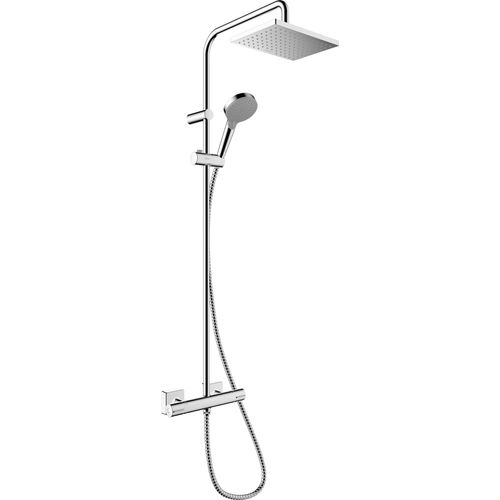 Duschsystem HANSGROHE, silber (chrom), Kunststoff, Brausegarnituren, 23cm, mit Thermostat