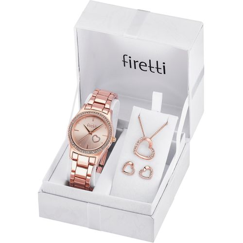 Quarzuhr FIRETTI, rosa (roségoldfarben), Armbanduhren, Damen, Armbanduhr, Damenuhr, Glassteine, ideal auch als Geschenk