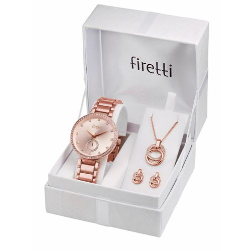 Quarzuhr FIRETTI, rosa (roségoldfarben), Armbanduhren, Damen, Armbanduhr, Damenuhr, Glassteine, ideal auch als Geschenk