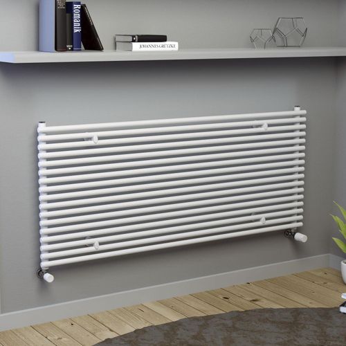 XIMAX Designheizkörper "Gamba Slim Duplex Horizontal, 610 mm x 1000 mm" Heizkörper 688 Watt, Weiß Gr. B/H/T: 100cm x 61cm x 5,2cm, seidenmatt, unten, weiß