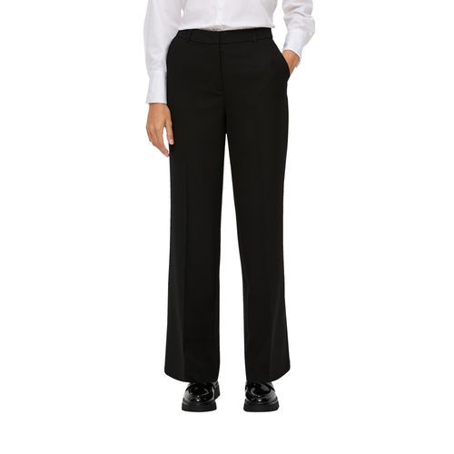 Bügelfaltenhose S.OLIVER BLACK LABEL, Damen, Gr. 38, N-Gr, grau (grau, schwarz), Obermaterial: 47% Polyester, 47% Viskose, 6% Elasthan, unifarben, casual, regular fit knöchellang, Hosen, in Unifarbe