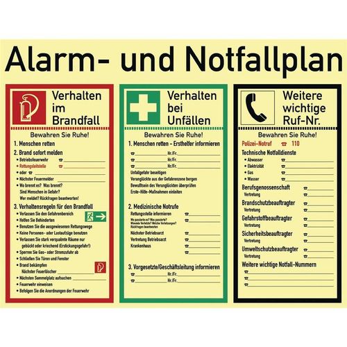 Alarm-/Notfallplan asr A1.3/DIN 4844-2/BGV A8/DIN 67510 L620xB480mm Ku.