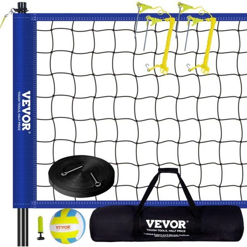 Vevor - Volleyballnetz Höhenverstellbares Volleyballnetz Set, 9,7 x 2,4 m Tragbarer Beachvolleyball-Netz, Blau Volleyballnetz Faltbare Volleyballnetz