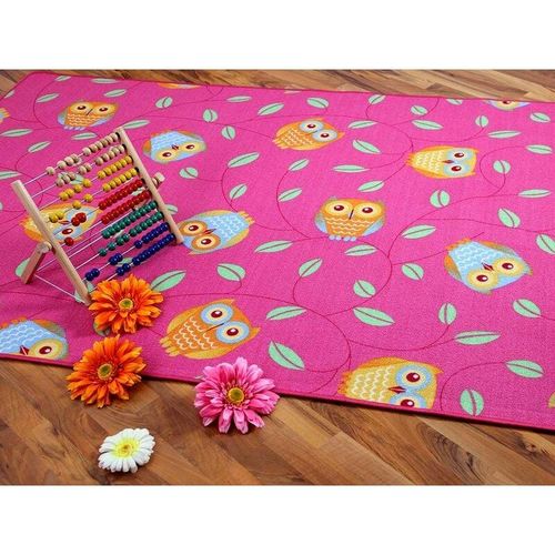 Snapstyle - Kinder Spielteppich Eule Pink - 100x400 cm