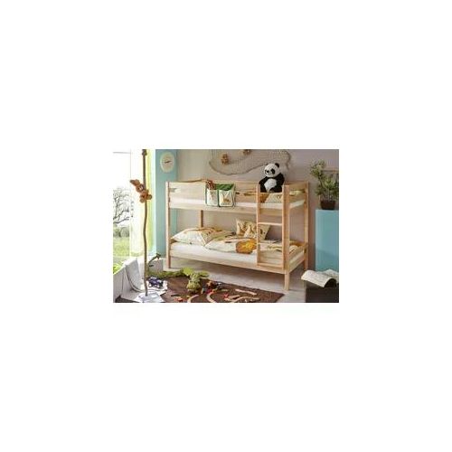 Etagenbett TICAA "Marcel" Etagenbetten Gr. B/H/L: 99cm x 140cm x 208cm, kein Härtegrad, ohne Matratze, beige (natur + kiefer massiv natur) Baby Etagenbett Kinderbett Kinder-Einzelbett Etagenbetten mit Rollrost, Kiefer