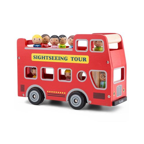 Holz-Bus SIGHTSEEING mit Figuren in rot