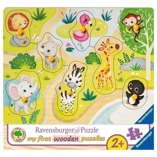 Ravensburger Kinderpuzzle - 03687 Unterwegs im Zoo - my first wooden puzzle mit 10 Teilen - Puzzle für Kinder ab 2 Jahren - Holzpuzzle