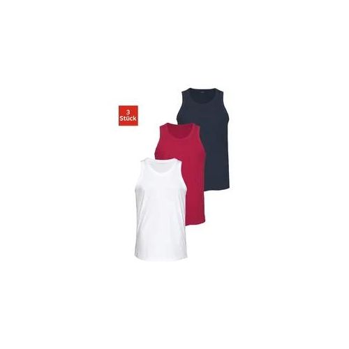 H.I.S Tanktop »Unterhemd für Herren«, (Packung, 3 tlg.), mit Rundhals aus Baumwolle H.I.S weiß, rot, marine 7/XL