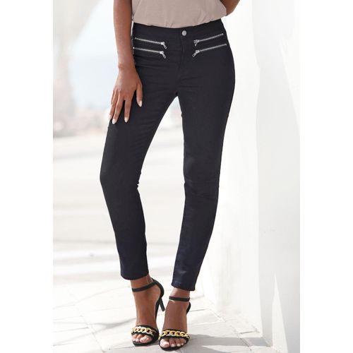 Jeggings VIVANCE, Damen, Gr. 42, N-Gr, schwarz, Denim/Jeans, Obermaterial: 65% Baumwolle, 33% Polyester, 2% Elasthan, unifarben, modisch, figurbetont knöchellang, Hosen, mit Zipperdetails, elastische Skinny-Jeans, Basic