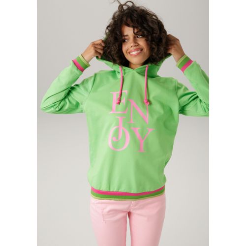 Sweatshirt ANISTON CASUAL Gr. 46, grün (apfelgrün, rosa, pink, moosgrün, hellgrün) Damen Sweatshirts mit 