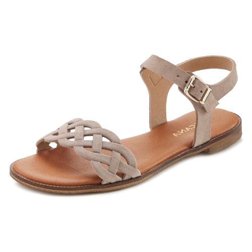 Sandale LASCANA Gr. 36, beige Damen Schuhe Sandale Riemchensandale Sandalette, Sommerschuh aus Leder mit Cut-Outs und weicher Innensohle