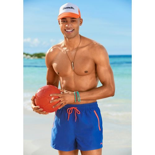 Badeshorts BENCH. Gr. L (52), N-Gr, blau (blau, orange) Herren Badehosen mit Reißverschlusstaschen