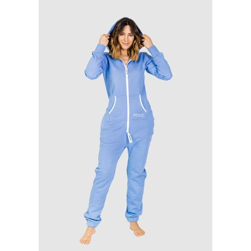 Jumpsuit MONIZ Gr. XS, EURO-Größen, weiß (hellblau-weiß) Baby Overalls mit kuscheligem Komfort