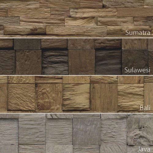 Indo - Holz Wandverblender Root Teak mixed Cube Sulawesi Charred 1,02 m²