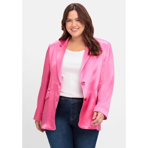 Satin-Blazer mit Kontrast-Innenfutter, pink, Gr.52