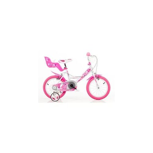 Kinderfahrrad DINO "Mädchenfahrrad 14 Zoll" Fahrräder Gr. 25cm, 14 Zoll (35,56cm), rosa Kinder mit Stützrädern, Korb und Puppensitz