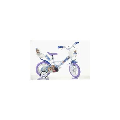 Kinderfahrrad DINO "Snow Queen Eiskönigin 12 Zoll" Fahrräder Gr. 21cm, 12 Zoll (30,48cm), weiß Kinder mit Stützrädern, Korb und Puppensitz