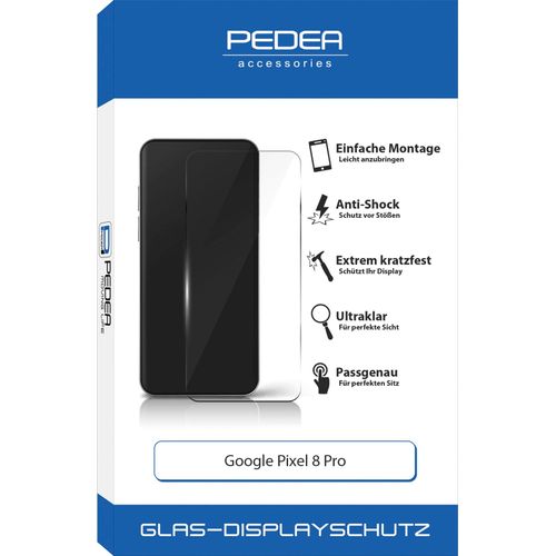 PEDEA Displayschutzglas »Display-Schutzglas«, für Google Pixel 8 Pro, Displayschutz Kratzschutz Tempered Glas passgenau, Displayschutzfolie