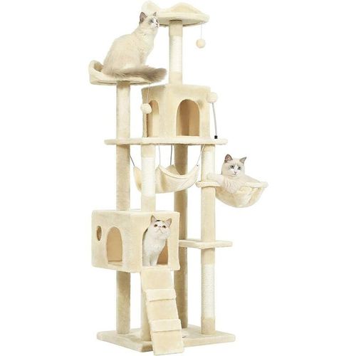 MSmask Katzenbaum, Moderner Katzenbaum für große Katzen, 175 cm großer Katzenbaum mit sisalbedeckten Kratzbrettern, Kätzchen-Aktivitätszentrum Play