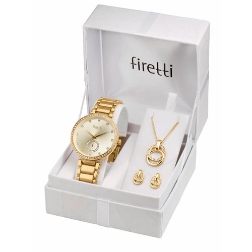 Quarzuhr FIRETTI, gold (goldfarben), Armbanduhren, Damen, Armbanduhr, Damenuhr, Glassteine, ideal auch als Geschenk