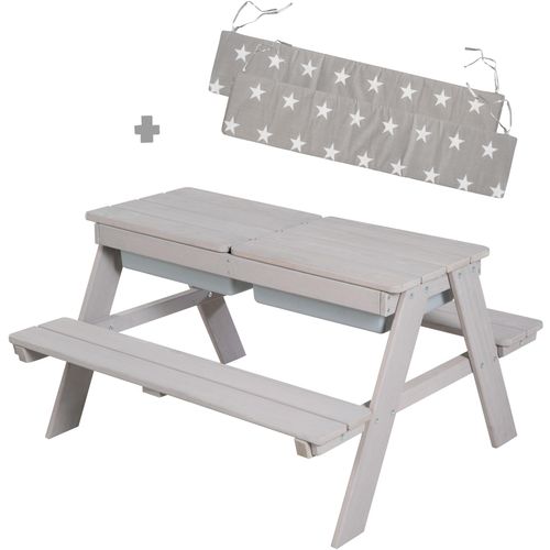 roba® Kindersitzgruppe »Picknick for 4 Outdoor + mit Spielwannen, Grau«, (Set), mit abgerundeten Ecken; inklusive Sitzauflagen Â»Little StarsÂ«
