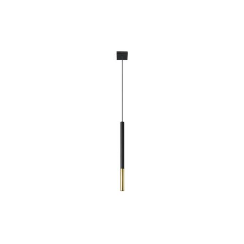 Pendelleuchte, Stahl, schwarz-gold, H 110 cm