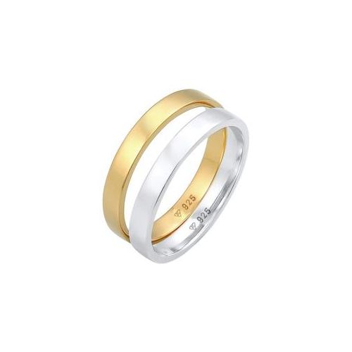 Elli - Bandring Basic Bi-Color 2er Set 925 Silber Ringe Damen