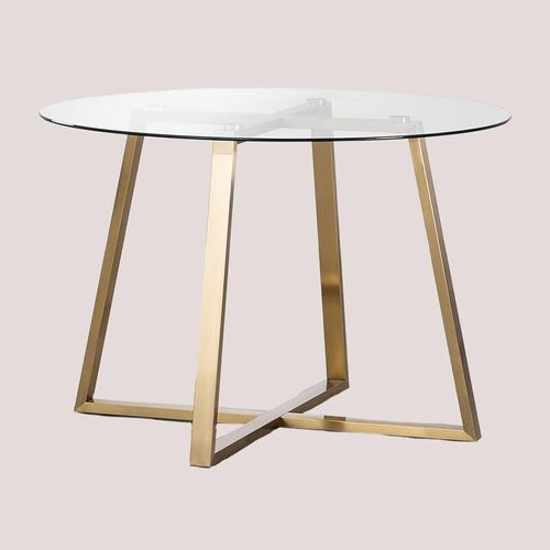 Runder Tisch aus Glas und Stahl (110 cm) Salyms Durchsichtig - Durchsichtig - Sklum