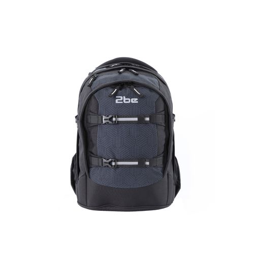 Schulrucksack 2BE Gr. B: 23cm, schwarz (schwarz, grau) Kinder Rucksäcke mit reflektierenden Elementen