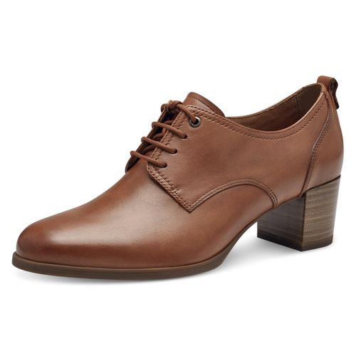 Schnürpumps TAMARIS Gr. 38, braun (cognac) Damen Schuhe Halbschuh, Schnürschuh, Blockabsatz, mit TOUCH-IT Ausstattung