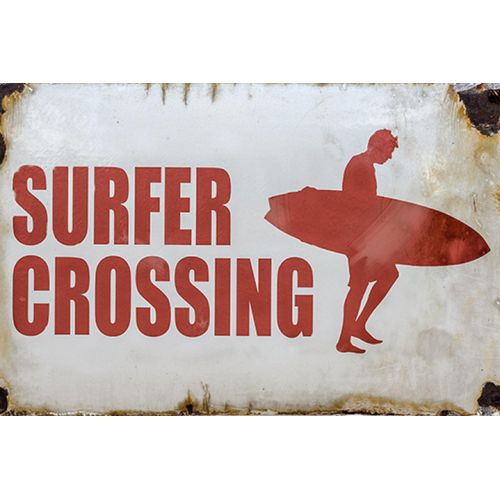 queence Metallbild »SURFER CROSSING«, Sprüche & Texte, Blechschilder