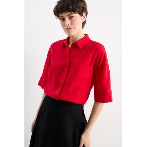 C&A Linnen blouse, Rood, Maat: 48