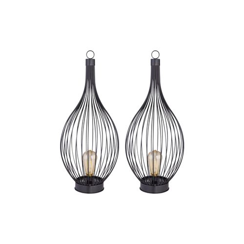 2x LED Solarleuchten im Käfig Design, H 57 cm