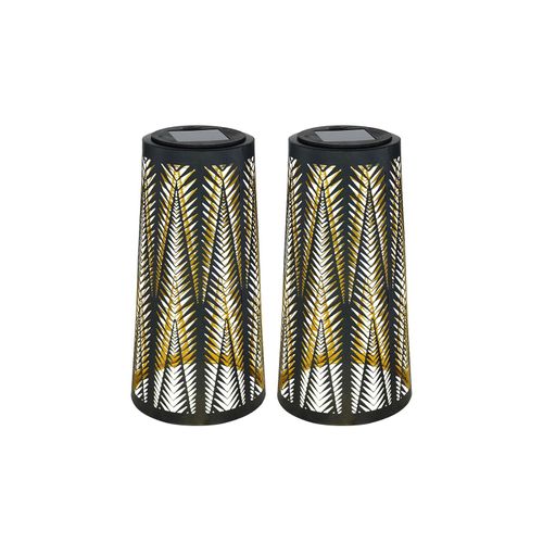 2x LED Solarleuchte, schwarz-gold, Lichteffekt, H 24,5 cm