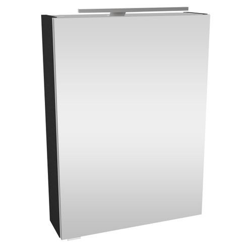 Spiegelschrank FACKELMANN, silber (anthrazit matt), B:50cm H:68cm T:15,3cm, Schränke, Badmöbel