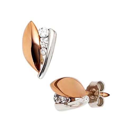Paar Ohrstecker JOBO, rosa (roségold 375), Ohrringe, Damen, Roségold 375-Weißgold 375, Rosu00e9gold 375, Weißgold 375, 375 Gold bicolor mit 6 Zirkonia
