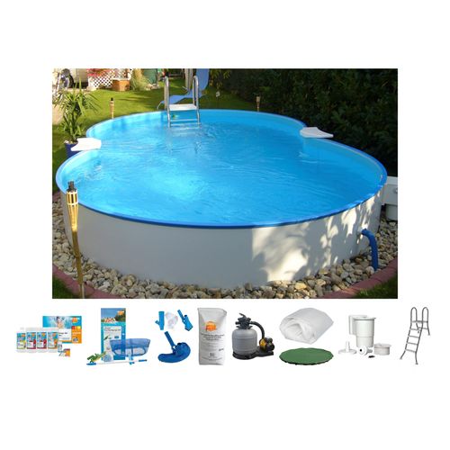 Achtformpool CLEAR POOL Schwimmbecken Gr. B/H/L: Breite 300cm x Höhe 120cm x Länge 470cm, 13000 l, weiß 470x300x120 cm inkl. umfangreichem Zubehör für den Teileinbau