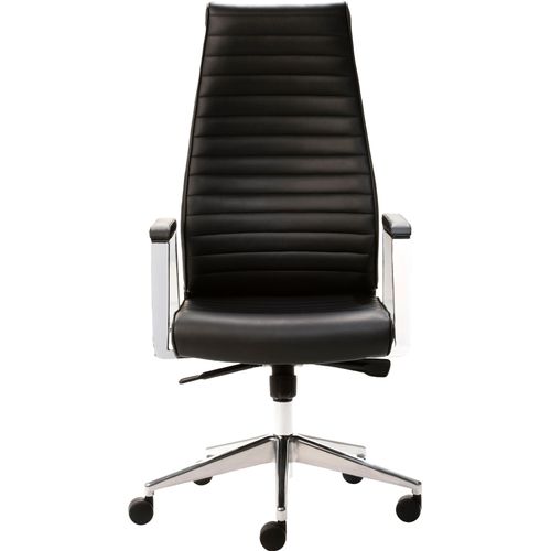 Bürostuhl MAYER SITZMÖBEL Stühle Gr. B/H/T: 65cm x 131cm x 64cm, Echtleder, schwarz (schwarz + alu poliert) 