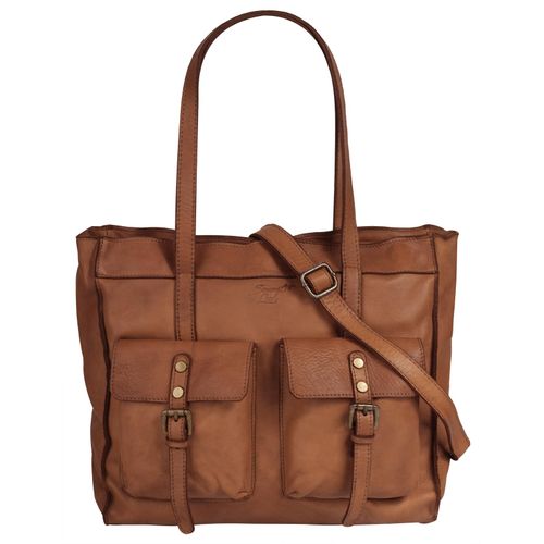 Shopper SAMANTHA LOOK, Damen, Gr. B/H/T: 37cm x 32cm x 8cm onesize, braun (cognac), Leder, vintage, Taschen, echt Leder, Made in Italy